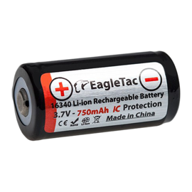 EagleTac 16340 RCR123 3,7 volt litiumjonbatteri med 750 mAh skyddskrets